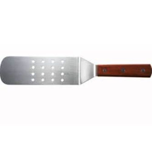 Winco TN409 14&#034; Stainless Steel Flexible Perforated Blade Wood Handle Spatula