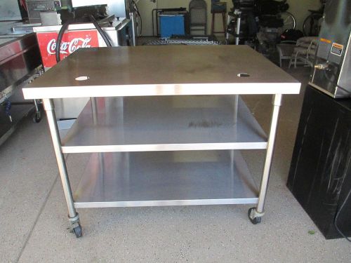 Custom Food Preparation Table w/ 2 Grommet Holes &amp; Casters (48&#034;x 37&#034;x 36&#034; Tall)