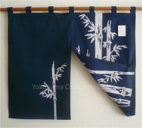 Japanese Indigo 2-Panel Curtain Noren Tapestry Bamboo Pattern /33.5 x 29.5&#034;
