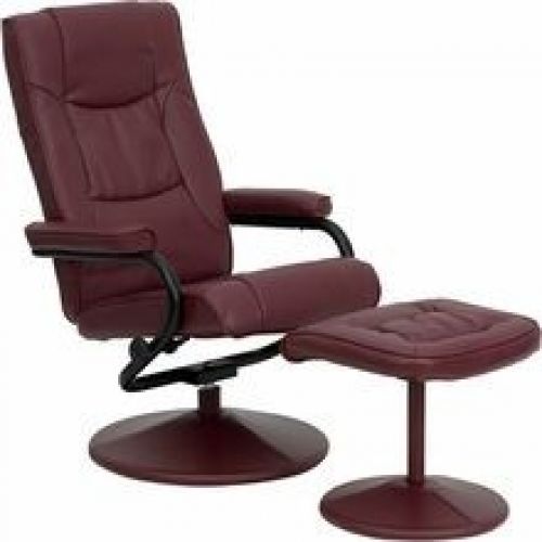 Flash Furniture BT-7862-BURG-GG Contemporary Burgundy Leather Recliner and Ottom