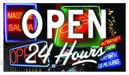 Ba035 open 24 hours overnight shop new banner shop sign for sale