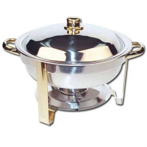 Winware 4 Qt round Stainless Steel Chafer Gold Trim Restaurant Catering Serving