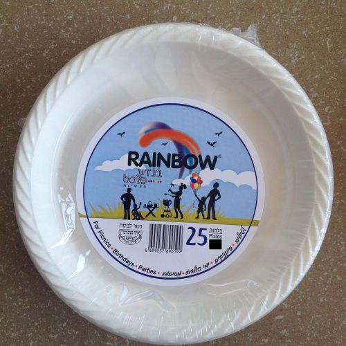 25 Plastic Plates White disposable Birthday Tableware Wedding Kosher BBQ PICNIC