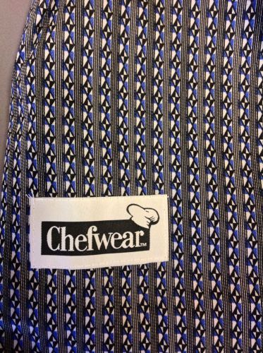 NEW! Chefwear Ultimate Chef Pant 3500-50 Size Med Black/Grey/Blue Geometric