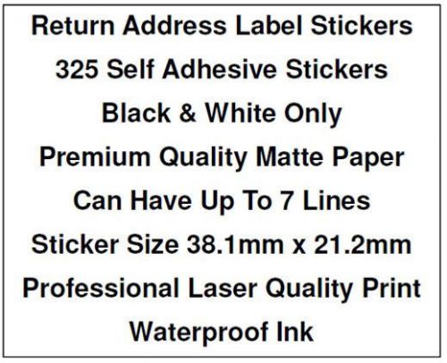 325 personalised return address label stickers laser quality print for sale
