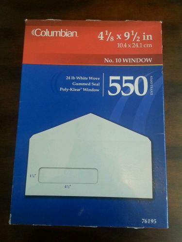 Columbian No. 10 Window Envelopes - 500 Pack  Mailers White Wove 4-1/8&#034; x 9-1/2&#034;