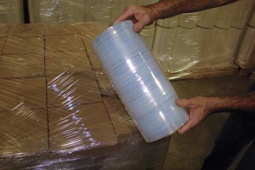 Hand stretch wrap, cast, clear, polyethylene material, 90 gauge for sale
