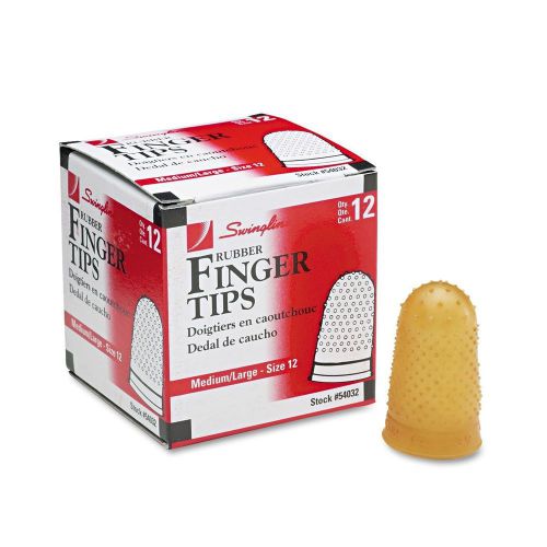 Swingline Rubber Finger Tips Size 12 Medium Amber 12 Pack - (Pack of 4)