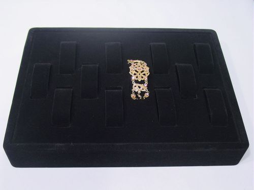 New! 12 parts black velvet bracelet watch display case 12&#034;l x 9&#034; w tray rt2b1 for sale