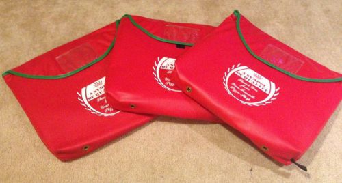 SET OF THREE &#034;3&#034; PIZZA DELIVERY BAG RED INSULATED 21&#034; X 21&#034; X 4&#034;