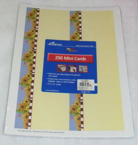 NEW! 2004 AMPAD SUNFLOWERS #35534 PRINTABLE CARDSTOCK BUSINESS CARDS (250) COUNT
