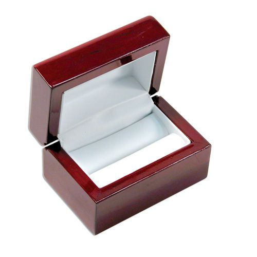 Rosewood Double Ring Wedding Engagement Bridal Jewelry Display Gift Box