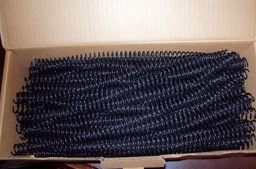 100 Black Plastic Color Coil Spiral Binding Spines Acco 12MM 1/2 X12&#034; 90 SHEET