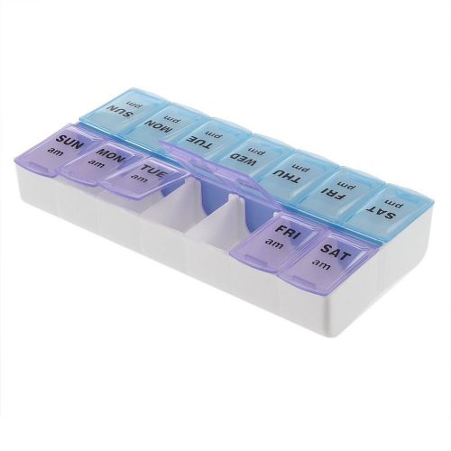 AM PM 7 Day Large Pills Medicine Dispenser Organizer Holder Case pill box P47