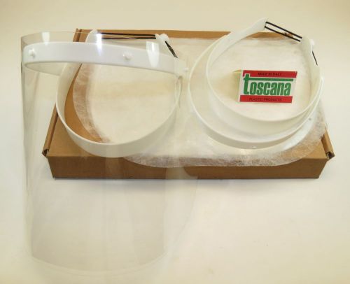 Dental Face Shield With White Frame Kit /2 20 Pcs Film Clear Protector TOSCANA