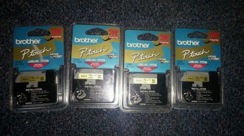 4X Brother P-touch M-831 Black Print on Gold Tape Brand New