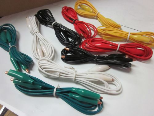 20pc ALLIGATOR ROACH CLIP TEST LEADS 20&#034; YELLOW GREEN WHITE RED BLACK WIRE PROBE