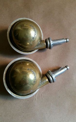 Vintage Lot of 2 Shepherd Ball 2&#034; Brass Caster Wheels for furniture MidCentury