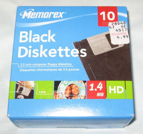 Memorex Black Diskettes 1.4 MB HD 3.5 inch sealed box of 10