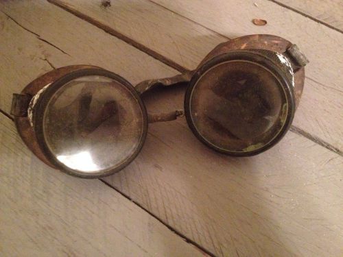 Vtg Safety Glasses Steampunk Motorcycle Goggles Vintage Nice!