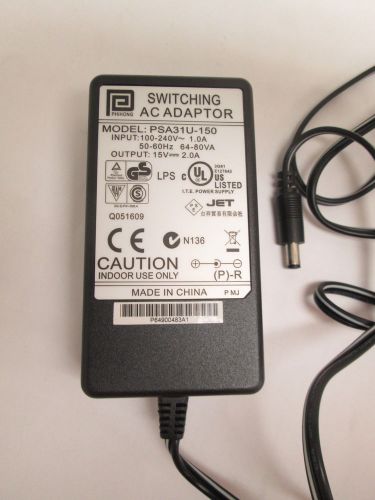 Phihong Switching Adapter Model PSA31U-150 Input 100-240V 1.0A Output 15V 2.0 A