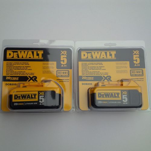 2 NEW GENUINE IN PACKAGE Dewalt 20V DCB205 5.0 Batteries For Drill Saw 20 Volt