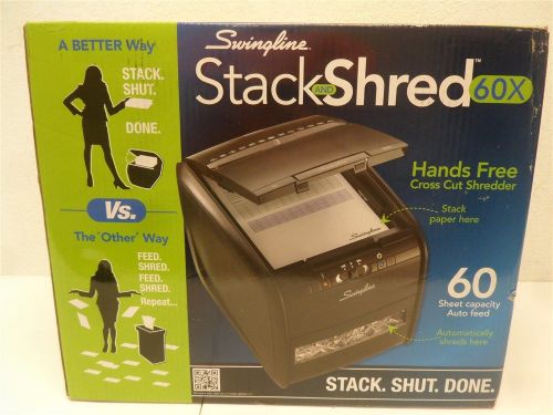 Swingline 1757572 paper shredder stack-and-shred 60x hands free cross-cut black for sale