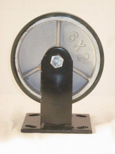 6&#034; x 2&#034; 900lb heavy duty rigid plate cast iron caster polyurethane wheel snap on for sale