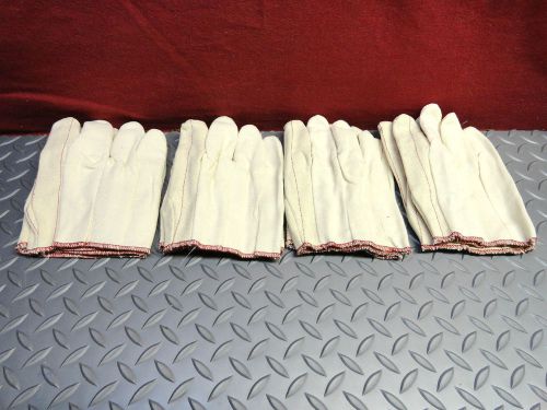 Four Pair of 100% Cotton Half Work Gloves (Size: Large/X-Large)