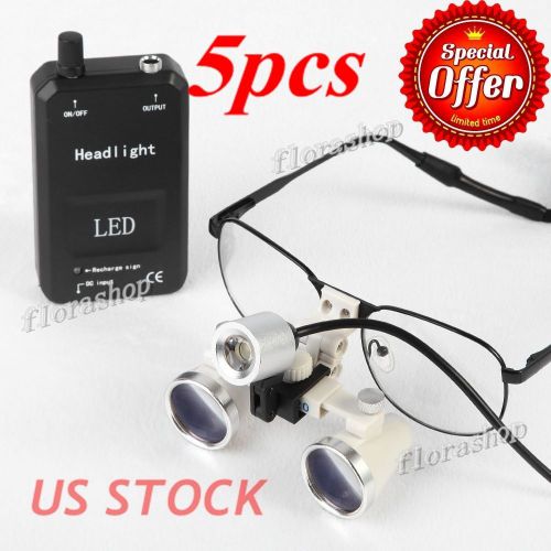 Dental Surgical Binocular Loupes 3.5x420mm &amp; Portable Headlight LED ?FROM US?