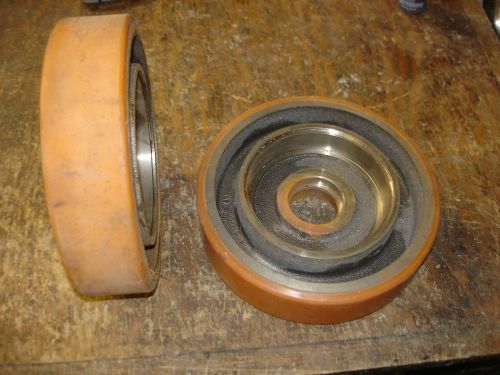 PAIR OF METAL/STEEL WHEELS SIZE 8 X 2 MADE GOOD CONDITION