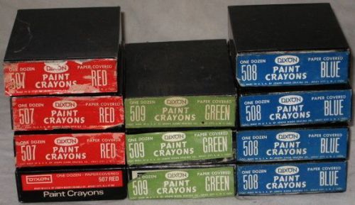 *BIG LOT*DIXON*Industrial*132 Lumber PAINT CRAYONS*11 Boxes*Green*RED*Blue*NOS*