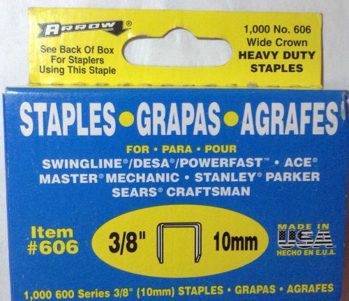 Arrow Fastener # 606 Wide Crown Heavy Duty Staples 3/8&#034; ( 10MM) 1000 Pieces