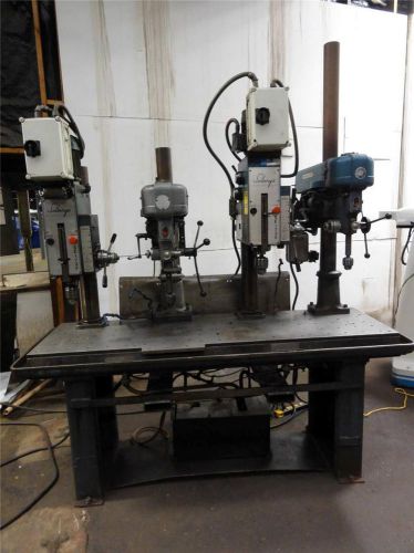 (4) gang drill (2) solberga gear head drills se1735, 23&#034; x 79&#034; table, coolant for sale