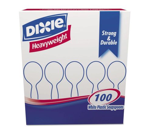 Dixie Plastic Cutlery Heavy Weight Soup Spoons White 100 Per Box 1,000 Count