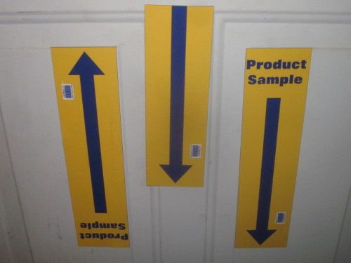 Magnetic sign  3&#034; x 12 &#034;   yellow  &#034; product sample  &#034;  arrow   direction sign for sale