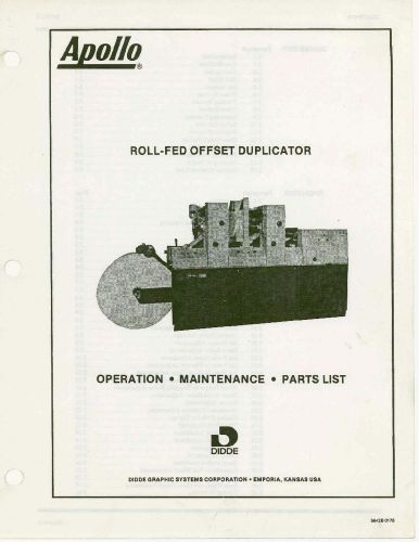 Didde glaser apollo operations manual for sale