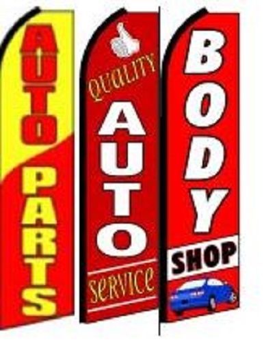 Auto Parts,Body Shop,Quality Auto service King Size  Swooper Flag pk of 3 Combo