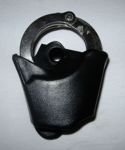 New! asp investigator black leather handcuff case with spare key included, 56134 for sale