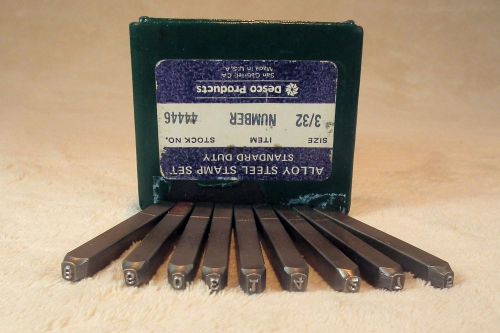 Desco #44446 steel punch die stamp 3/32 numbers, usa, box 0-9 for sale