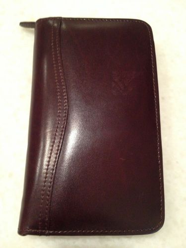 DAY-TIMER Burgundy Leather Personal Portable Planner w/inserts No Rings Zipper