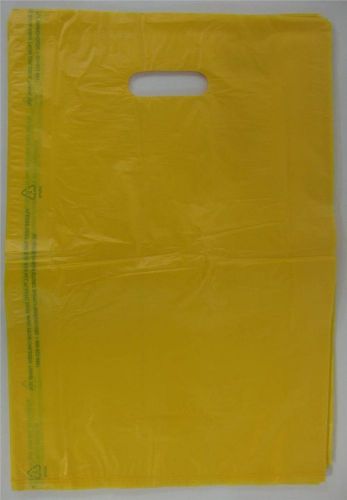 100 Qty. 12 x 3 x 18 Yellow High-Density Plastic Merchandise Bag w /  Handle