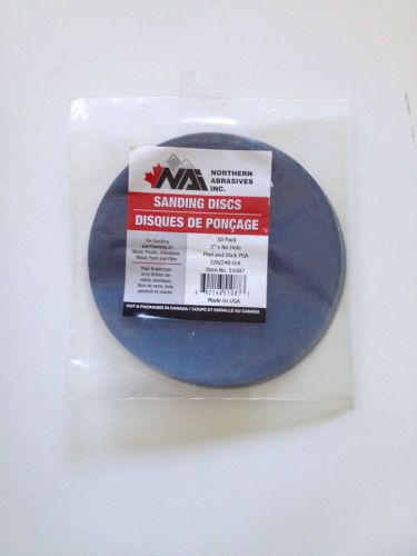 Northern Abrasives 10 Pack 220 / 240 Grit Sanding Discs 5&#034; No Hole Free Shipping