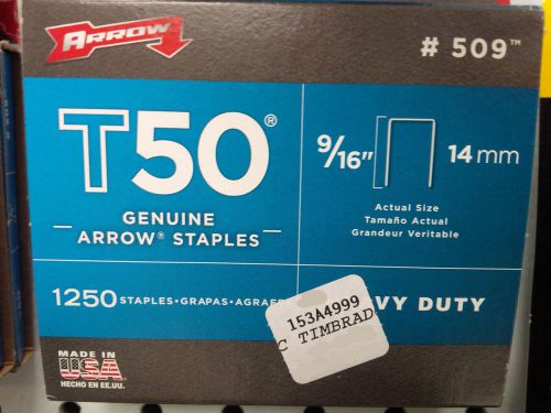 Genuine arrow t50 staples - 9/16&#034; (14mm) 1250 staples/box heavy duty for sale