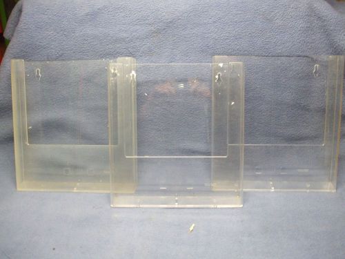 Lot of 9 wall mount clear brochure holders various sizes for sale