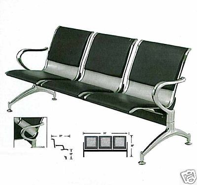 #YA3602 SALON - BARBER AIRPORT RECEPTION  WAITING ROOM BENCH 3-SEAT,ALL METAL
