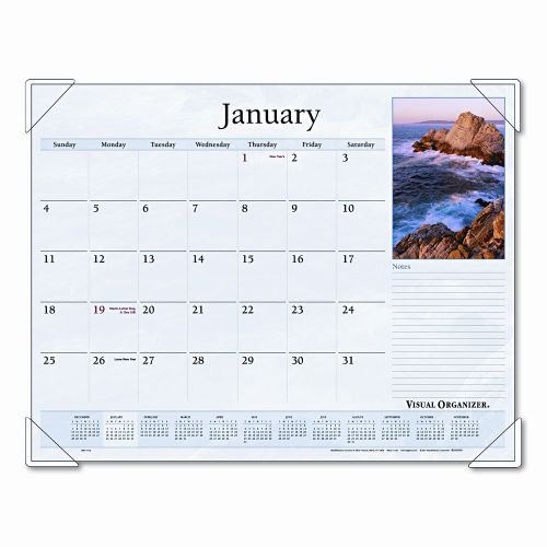 Scenic Full-Color Photographic Monthly Desk Pad Calendar, 22 x 17, 2013