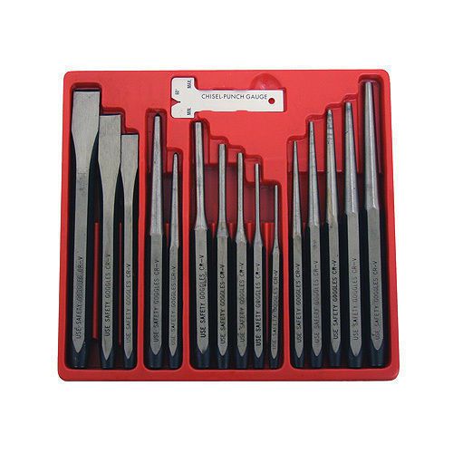 True Power 16 Pc Professional Punch and Chisel Set Punching Scoring Cutting