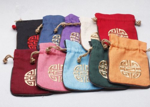 wholesale 10PCS unique Cotton&amp;Linen jewelry gift drawstring bags coin purses