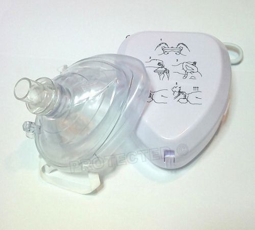 Cpr pocket size mask mouth to mouth face shield first aid kit white hard box new for sale